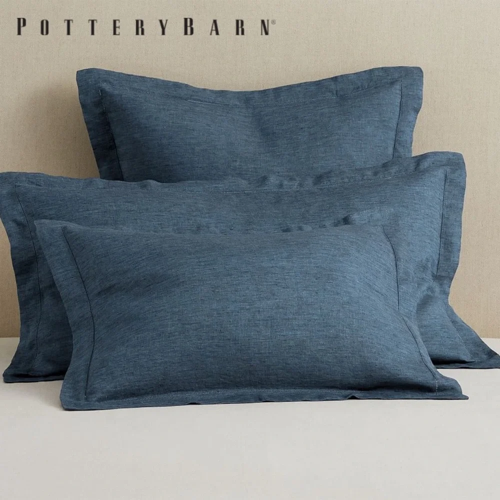 Pottery Barn Belgian Flax Linen Sham in Denim
